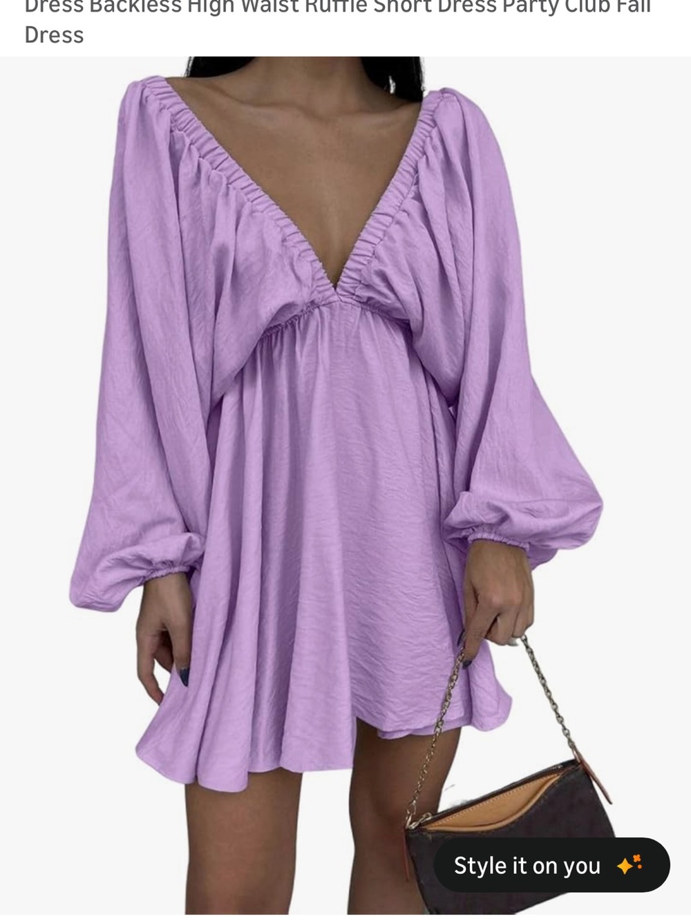 Lavender V-Neck Ruffle Mini Dress - Women